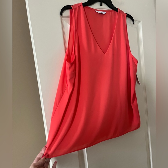 Nine West Deep Coral Women's Sleeveless V-Neck Lined Top Women’s size XL - Picture 9 of 16